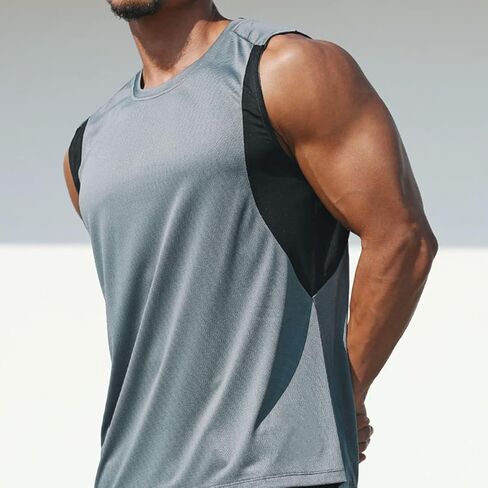 Magiftbox Mens Workout Muscle Tanks Gym Vest Fitness Jogging Sports Mesh Cool Tank Tops Quick-Dry T52T53 in Kuwait