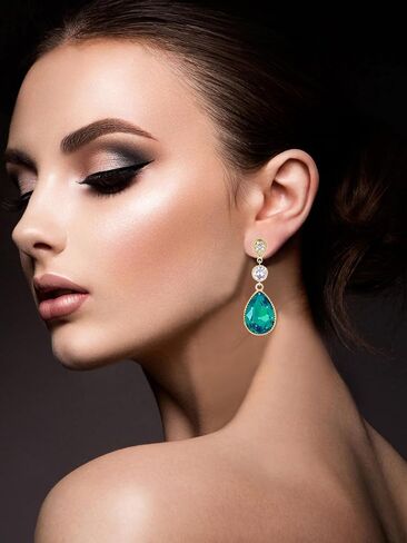 Clip On 18 * 13MM Big Crystal Dangle Non Pierced Earrings for Women Costume Jewelry in Saudi Arabia