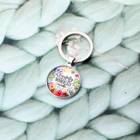 Tobubbmole Christian Keychain Gift Religious Be Still It is Well Bible Verse Dome Keyring in Kuwait