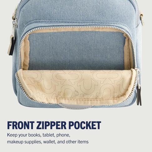 True Religion Mini Backpack, Convertible Small Travel Bag Purse for Men and Women, Adjustable Shoulder Straps, Light Denim, 7 Inch in Saudi Arabia