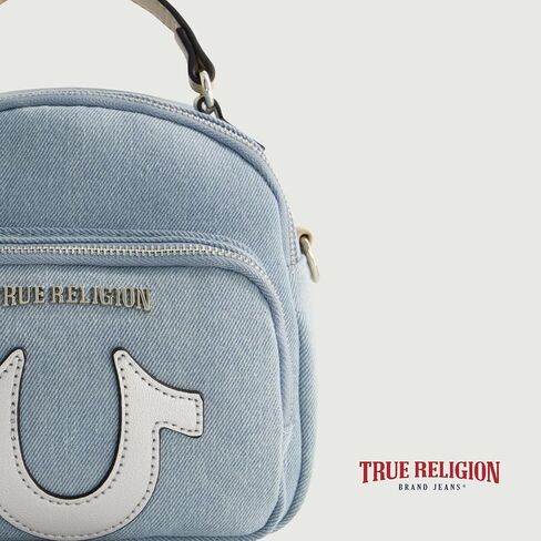 True Religion Mini Backpack, Convertible Small Travel Bag Purse for Men and Women, Adjustable Shoulder Straps, Light Denim, 7 Inch in Saudi Arabia