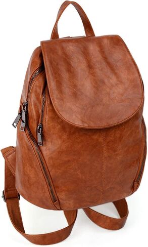 UTO Women Backpack Purse PU Washed Leather Large Capacity Ladies Rucksack Shoulder Bag Black in Saudi Arabia
