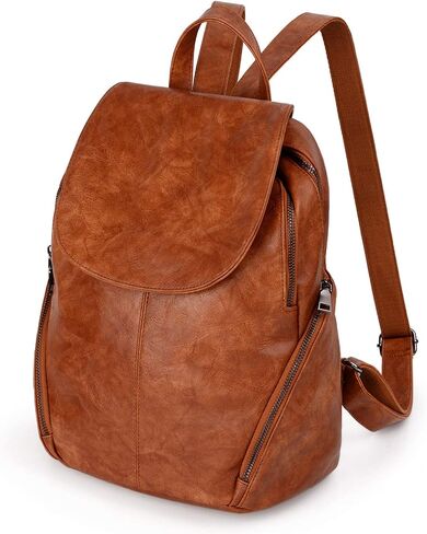 UTO Women Backpack Purse PU Washed Leather Large Capacity Ladies Rucksack Shoulder Bag Black in Saudi Arabia