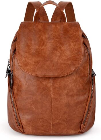 UTO Women Backpack Purse PU Washed Leather Large Capacity Ladies Rucksack Shoulder Bag Black in Saudi Arabia