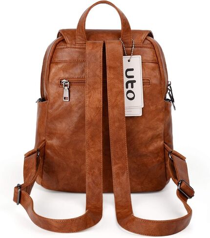 UTO Women Backpack Purse PU Washed Leather Large Capacity Ladies Rucksack Shoulder Bag Black in Saudi Arabia