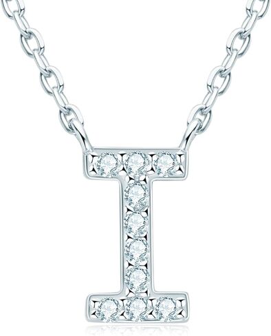 AINUOSHI Moissanite Initial Necklace for Women, 925 Sterling Silver Letter A-Z Necklace with 14K White Gold Plating, Christmas Mothers Day Birthday Gifts for Women Mom Wife Jewelry Box Packed in Kuwait