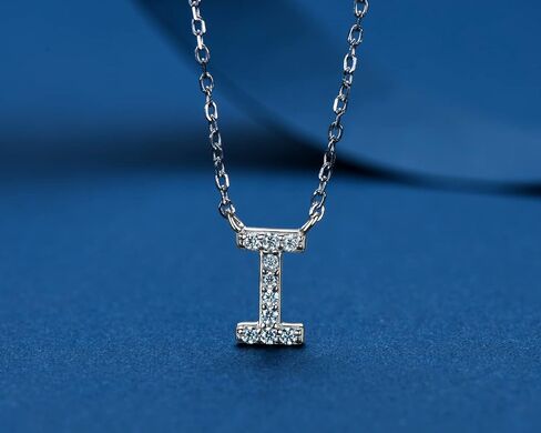 AINUOSHI Moissanite Initial Necklace for Women, 925 Sterling Silver Letter A-Z Necklace with 14K White Gold Plating, Christmas Mothers Day Birthday Gifts for Women Mom Wife Jewelry Box Packed in Kuwait