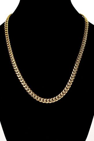 Dubai Collections 9mm Gold Cuban Link Chain For Men Necklace Lobster Clasp Chunky Diamond Real Plated Solid Heavy Overlay Jewelry 24-28 Inch in Kuwait
