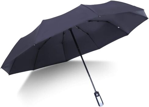 Folding Umbrella Windproof Travel Reinforced Canopy Ergonomic Handle Auto Open/Close,Dual Layers, Less UV Rays(Black） in Kuwait