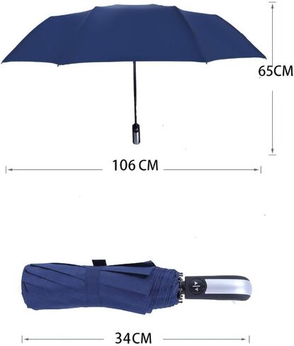 Folding Umbrella Windproof Travel Reinforced Canopy Ergonomic Handle Auto Open/Close,Dual Layers, Less UV Rays(Black） in Kuwait