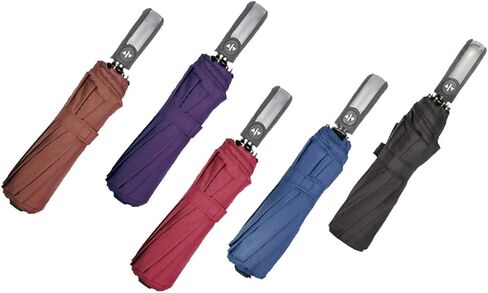 Folding Umbrella Windproof Travel Reinforced Canopy Ergonomic Handle Auto Open/Close,Dual Layers, Less UV Rays(Black） in Kuwait