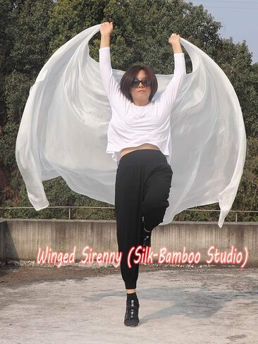 Winged Sirenny 3yds x 54" Large Belly Dance Silk Veil, Real Silk Luxury Bellydance Scarf with Hand Rolled Edges in Saudi Arabia