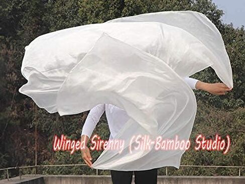 Winged Sirenny 3yds x 54" Large Belly Dance Silk Veil, Real Silk Luxury Bellydance Scarf with Hand Rolled Edges in Saudi Arabia