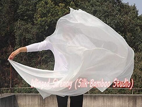 Winged Sirenny 3yds x 54" Large Belly Dance Silk Veil, Real Silk Luxury Bellydance Scarf with Hand Rolled Edges in Saudi Arabia