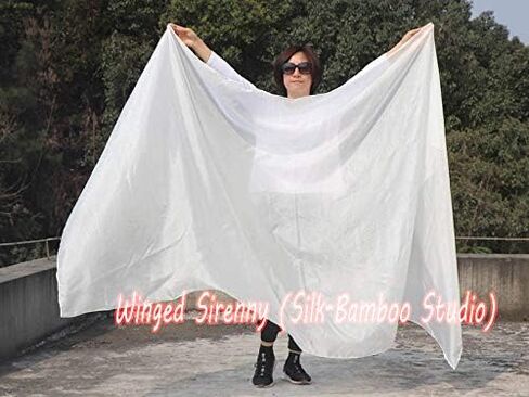 Winged Sirenny 3yds x 54" Large Belly Dance Silk Veil, Real Silk Luxury Bellydance Scarf with Hand Rolled Edges in Saudi Arabia