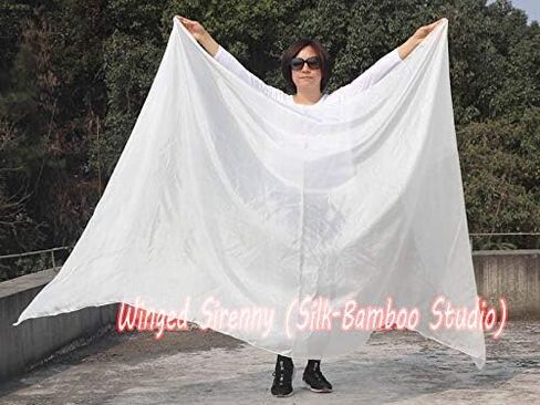 Winged Sirenny 3yds x 54" Large Belly Dance Silk Veil, Real Silk Luxury Bellydance Scarf with Hand Rolled Edges in Saudi Arabia