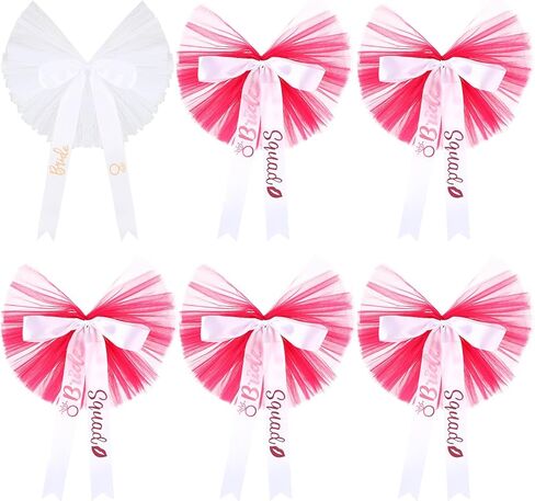 XunYee 6 Pcs Bride Bikini Veil Booty Veil Bachelorette Party Supplies for Bride and Bridesmaids Women Pool Party Decorations, White and Rose Red in Saudi Arabia