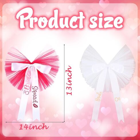 XunYee 6 Pcs Bride Bikini Veil Booty Veil Bachelorette Party Supplies for Bride and Bridesmaids Women Pool Party Decorations, White and Rose Red in Saudi Arabia
