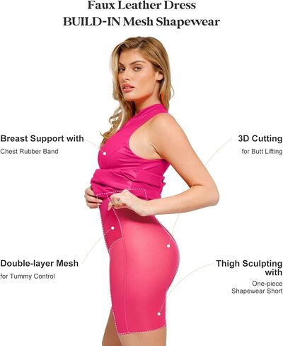 Popilush Shapewear Dress Faux Leather Dresses for Women Mock Neck Dress Night Club Outfits for Women in Saudi Arabia