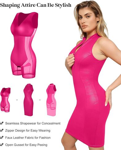 Popilush Shapewear Dress Faux Leather Dresses for Women Mock Neck Dress Night Club Outfits for Women in Saudi Arabia
