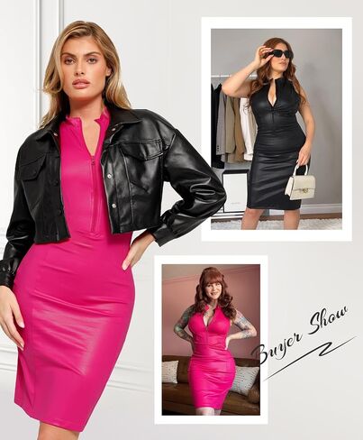 Popilush Shapewear Dress Faux Leather Dresses for Women Mock Neck Dress Night Club Outfits for Women in Saudi Arabia