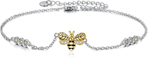 YAFEINI Bee Anklet for Women Sterling Silver Honeycomb Bee Anklet Bracelet Jewelry Gifts for Teen Girls in Saudi Arabia
