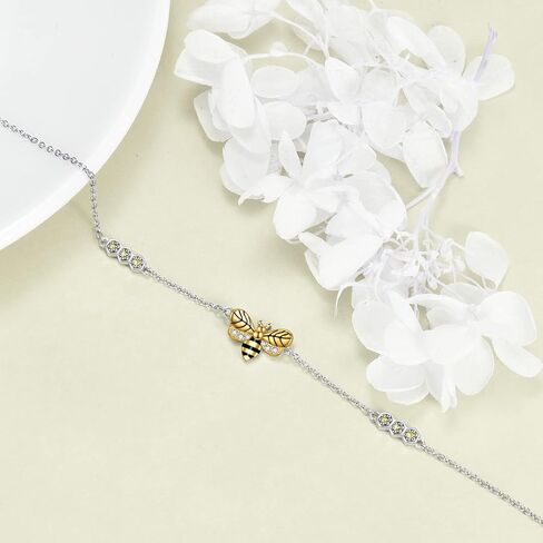 YAFEINI Bee Anklet for Women Sterling Silver Honeycomb Bee Anklet Bracelet Jewelry Gifts for Teen Girls in Saudi Arabia