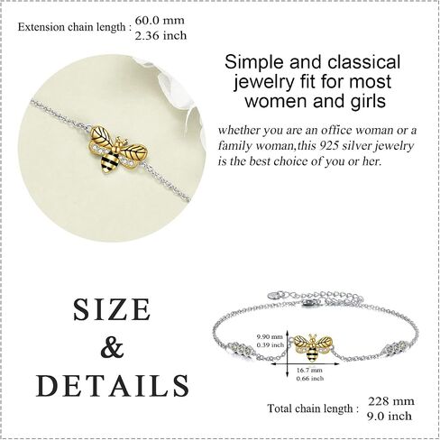 YAFEINI Bee Anklet for Women Sterling Silver Honeycomb Bee Anklet Bracelet Jewelry Gifts for Teen Girls in Saudi Arabia