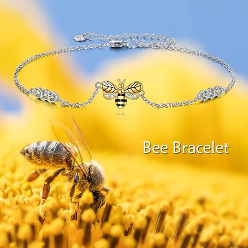 YAFEINI Bee Anklet for Women Sterling Silver Honeycomb Bee Anklet Bracelet Jewelry Gifts for Teen Girls in Saudi Arabia