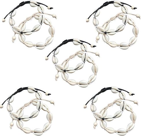 gofidin 10pcs Adjustable Bohemian Sea Shell Bracelet Anklet Rope Boho Cowrie Ankle Foot Bracelet Women Summer in Saudi Arabia