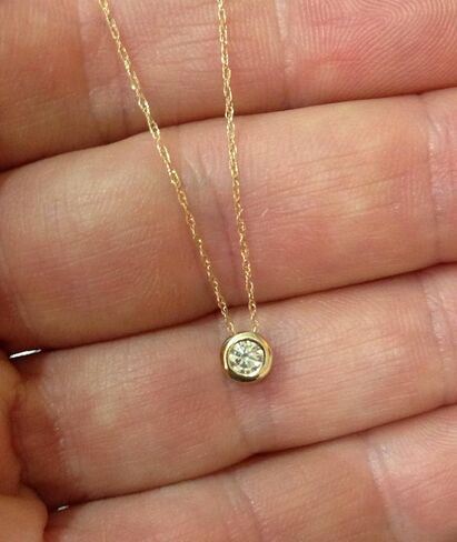 P3 POMPEII3 1/4 Ct Diamond Solitaire Bezel Pendant Available in 14k White Or Yellow Gold in Saudi Arabia
