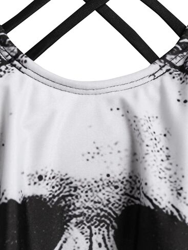 DRESSFO Women's Bikini Set High Waisted Bikini Two Piece Bathing Suit Tummy Control Tankini Gothic Skull Swimsuit in Saudi Arabia