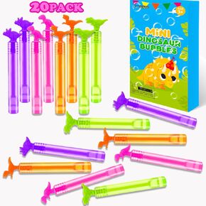Dinosaur Bubbles Party Favors Supplies for Kids, 32 Pack Mini Pocket Bubble Wands Toys Bulk, Small Christmas Birthday Goodie Gift Bag Stocking Stuffer Fillers, Classroom Prizes Treats for Boys Girls