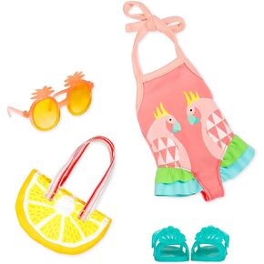 Glitter Girls – Beach Day Rays ¬Outfit – 14-inch Doll Clothes – Rainbow Swimsuit, Beach Towel, & Accessories – Kids Ages 3 and Up – Children’s Toys
