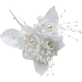 Expo International Vintage Flower and Pearl Spray Tulle, White