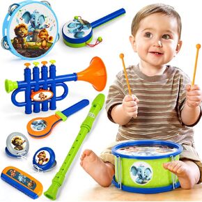 TOY Life Drum Set للأطفال الصغار 3-5 أطفال آلات موسيقية ألعاب موسيقية للأطفال الصغار 3-5 أطفال مجموعة طبول ما قبل المدرسة لعبة موسيقية تعليمية Maracas Instruments هدايا للأطفال الصغار الأولاد والبنات