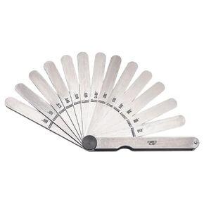 Starrett Tempered Steel English Thickness Gage with Straight Leaves - Ideal for Carpenters and Home Improvement - 13 Number of Leaves, 1/2" x 4-1/2" Size of Leaves, .0015-.200 Thickness - 467