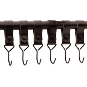 Brute Strength - Leather Straps with Hooks - Cognac - 2X - Full Grain Leather - Mommy Hook - Stroller Clip - Bag Hook - Leather Hooks - Leather s Hooks - Black s Hooks - Similar to S-Hooks