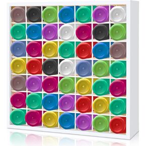 Gisafai Wooden Craft Paint Storage 81 Holes Vertical Paint Rack Stand Wall Mounted Craft Paint Organizer 2oz Wood Paint Holder Paint Rack Organizer