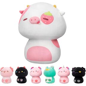 Mewaii 8 Inch Mushroom Plush, Cute Black Cat Plush Pillow Christmas Plushies Squishy Pillow, Kawaii Cat Stuffed Animals Plush Toys Christmas Decoration Gift for Girls Boys