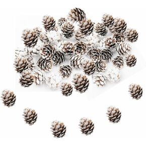 180 PCS Rustic Mini Pine Cones, White Christmas Snow Pine Cones Ornaments,Wood Frosted Pine Cone Ornaments for Thangksgiving, Christmas, Autumn, Home, Party,Decorations,DIY Crafts and Gifts