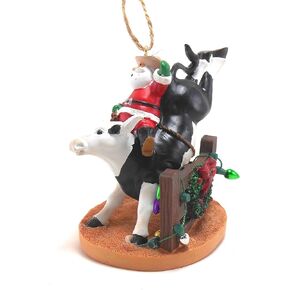Cape Shore Santa Riding Bull Ornament, 3.5-inches, Multicolor, Resin