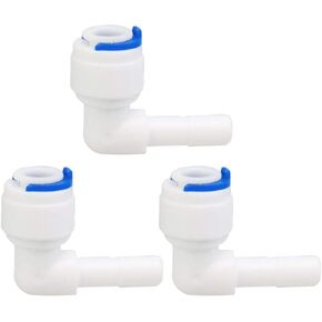 uxcell 3/8 Inch OD Elbow Quick Connect Water Purifiers Tube Fittings Push in to Connector Filter RO Tubing Connector for RO Reverse Osmosis System 3pcs