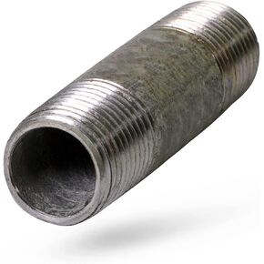 OQHM1255 5-1/2" Long Galvanized Steel Nipple Pipe Fitting with 1/2" Nominal Size Diameter, Single Unit