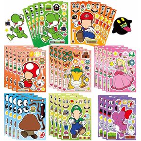 36Pcs Cartoon Make a Face Stickers, Make Your Own Stickers Fun Craft Project for Kids, Mixed and Matched with 12 Designs Characters Stickers for Party Decoration, Book Decor, Birthday Gifts