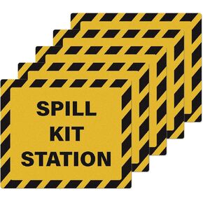 Spill Kit Station Sign 12 x 10 Inch Vinyl Self-Adhesive Safety Stickers Waterproof Emergency Decal for Indoor and Outdoor 5 PCS