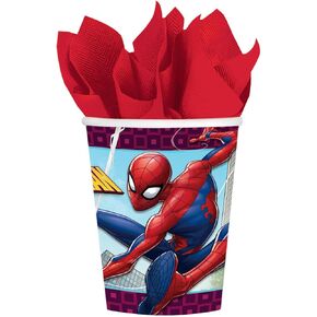 Spider-Man Webbed Wonder Cups - 9 oz. (Pack of 8) - Vibrant & Disposable Superhero Party Cups - Perfect for Themed Celebrations, Kids & Fans