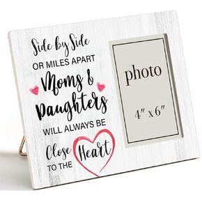 Zauly Mom and Daughter Wooden Picture Frame Gift, Moms & Daughters Wood Photo Frame Gifts for Mom Birthday Mother's Day Christmas, Tabletop and Wall Mounting, 4x6 Inch Photo