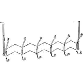 Home Basics Over The Door Hook Hanger, Heavy-Duty Organizer for Coat, Towel, Bag, Robe - 5 Hooks, Chrome