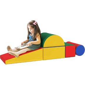 Soozier 5 Piece Climb and Crawl Activity PlaySet, Baby Soft Play Set, Foam Climbing Blocks for Toddlers, Kids Preschooler Indoor Play Equipment Multicolor
